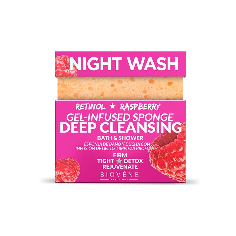 NIGHT WASH Deep Cleansing Retinol &amp; Raspberry Gel-Infused Sponge