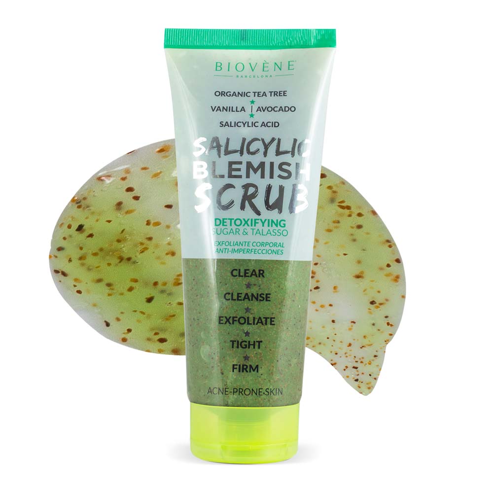 SALICYLIC BLEMISH SCRUB Detoxifying Organic Tea Tree Sugar &amp; Talasso Body Exfoliator