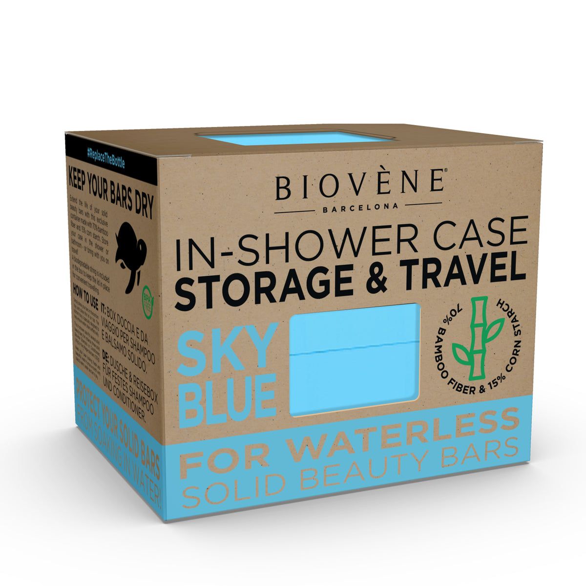 BAMBOO IN-SHOWER CASE Universal Case for Storage & Travel - Sky Blue
