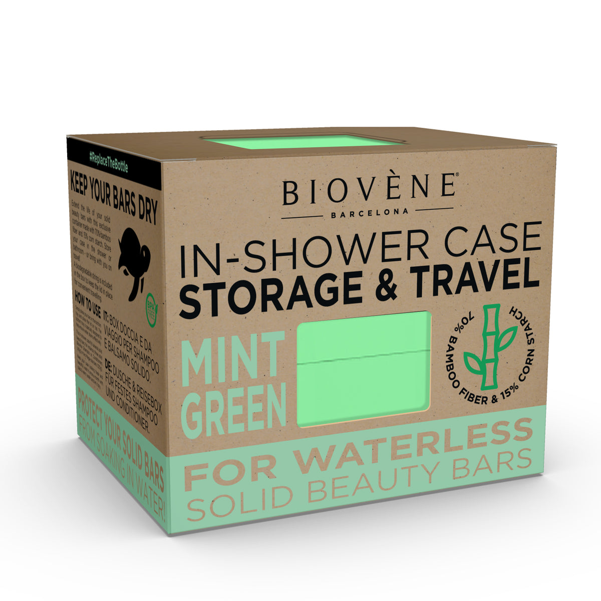 BAMBOO IN-SHOWER CASE Universal Case for Storage & Travel - Mint Green
