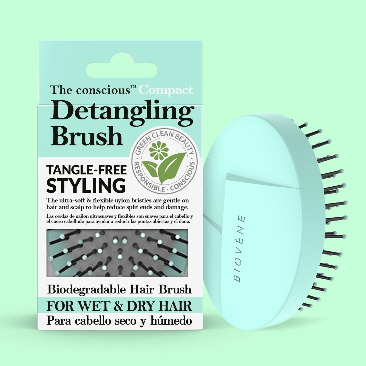 The conscious™ Compact Detangling Brush, Biodegradable