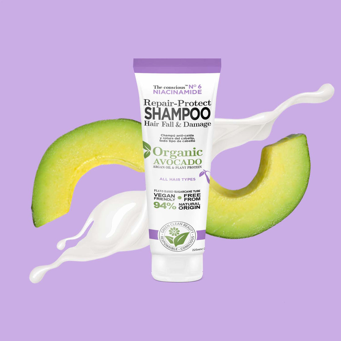 The conscious™ Niacinamide Repair-Protect Shampoo Hair Fall & Damage Organic Avocado