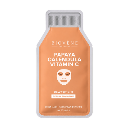PAPAYA + VITAMIN C DEWY-BRIGHT! Smoothie Serum Sheet Mask with brightening Vitamin C, Papaya and Calendula