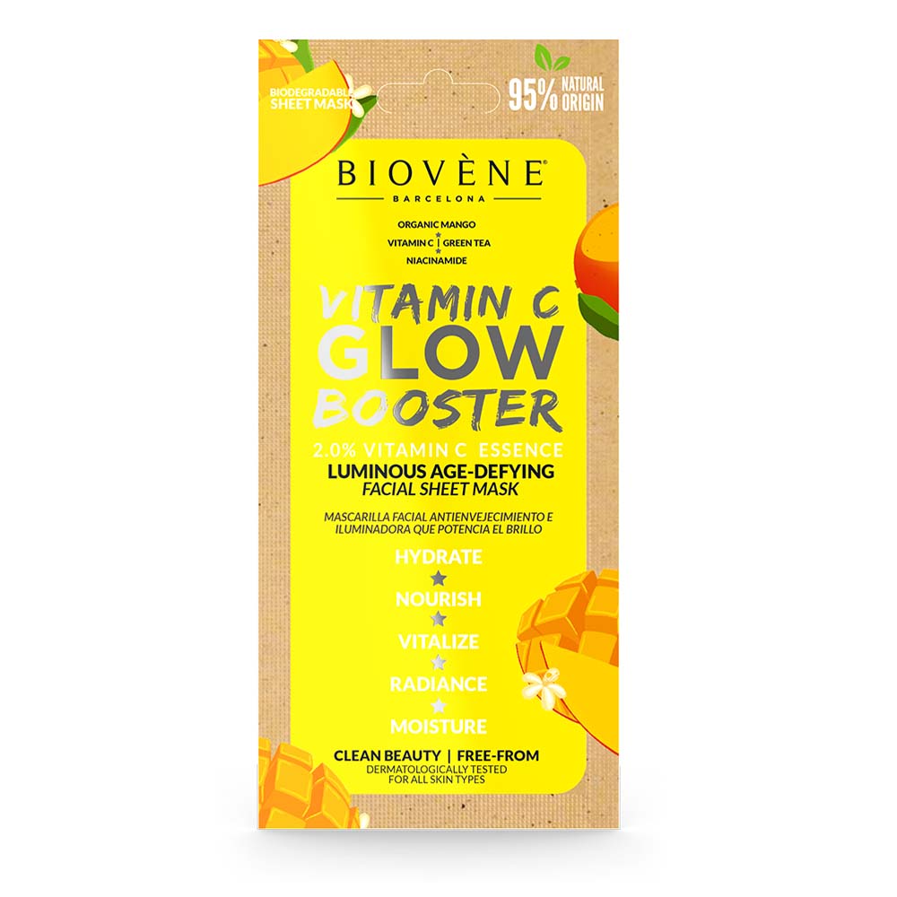 VITAMIN C GLOW BOOSTER Age-Defying Organic Mango Biodegradable Sheet Mask