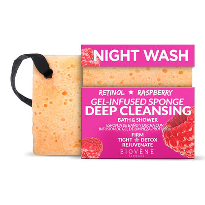 NIGHT WASH Deep Cleansing Retinol &amp; Raspberry Gel-Infused Sponge