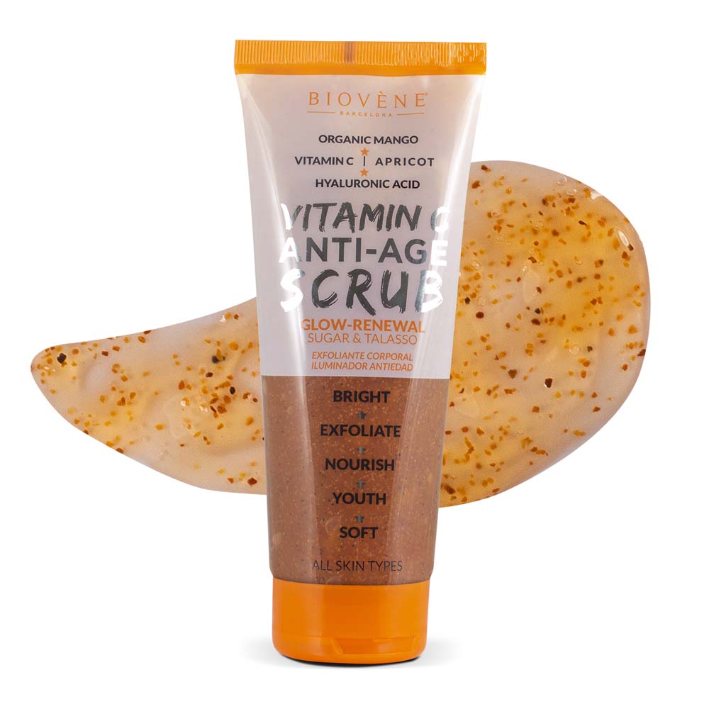 VITAMIN C ANTI-AGE SCRUB Glow Renewal Organic Mango Sugar &amp; Talasso Body Exfoliator